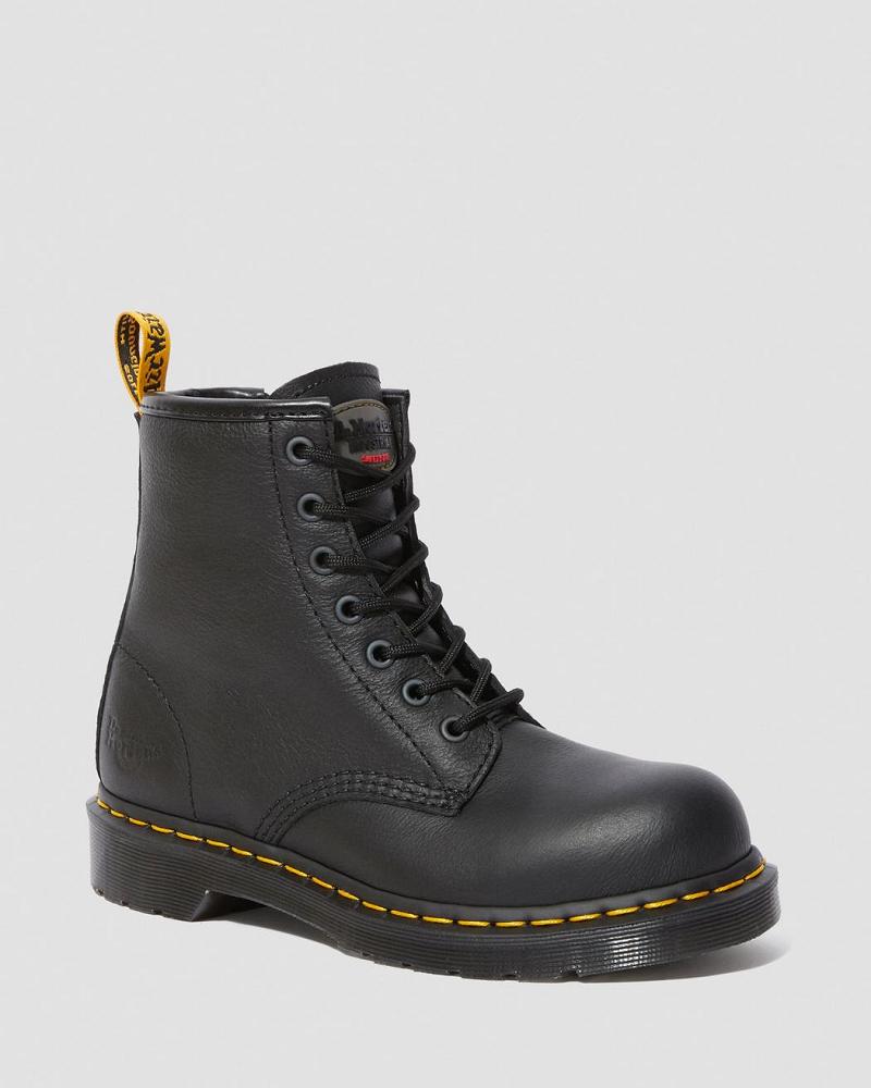 Women\'s Dr Martens Maple Zip Newark Steel Toe Work Boots Black | AU 400EBC